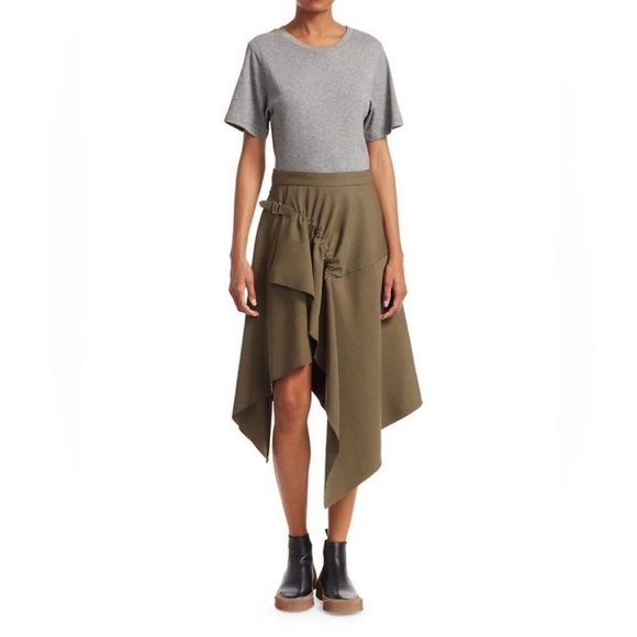 3.1 Phillip Lim Handkerchief Midi Dress Women’s Size 4 Wool Fir Green‎ Gray - Picture 4 of 15